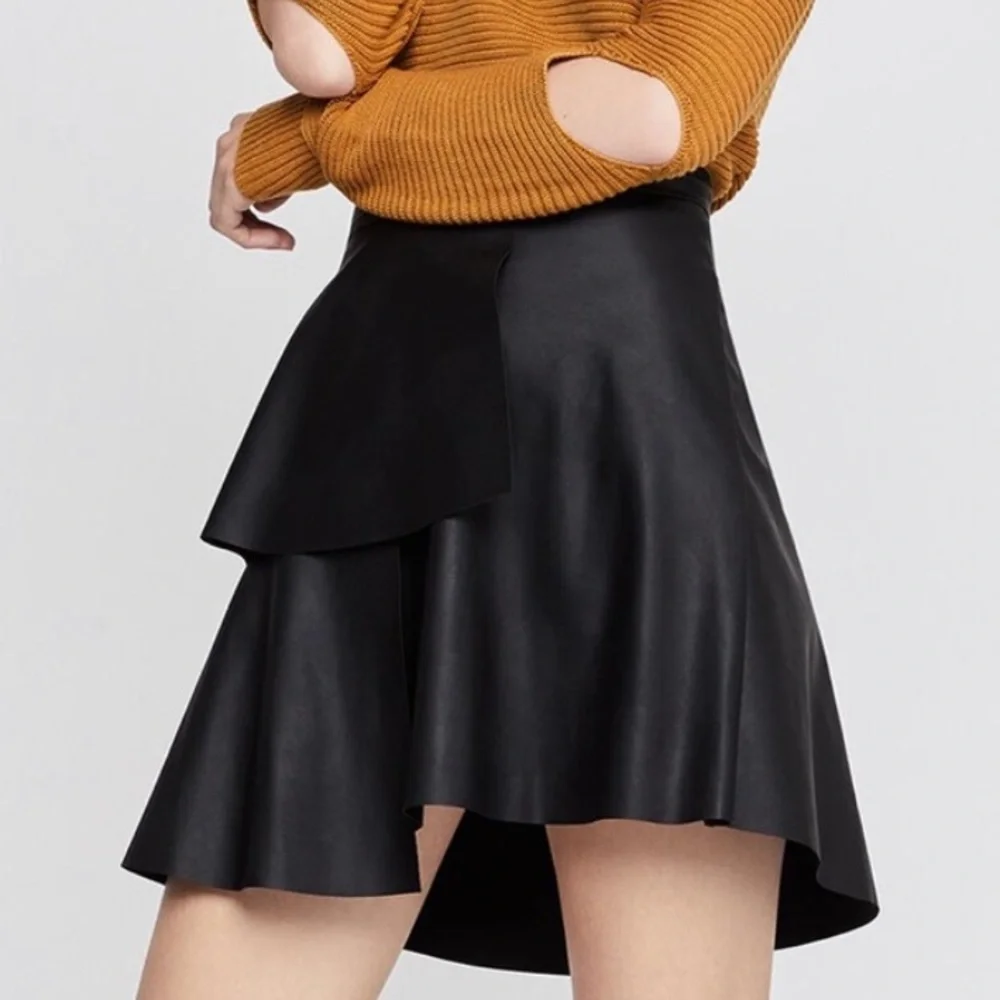 BCBG Faux Leather Paneled Skater Skirt
